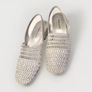 2 for $30 NIB Karen Scott Carlton Slingback Silver Woven Sandals Kitten Heel